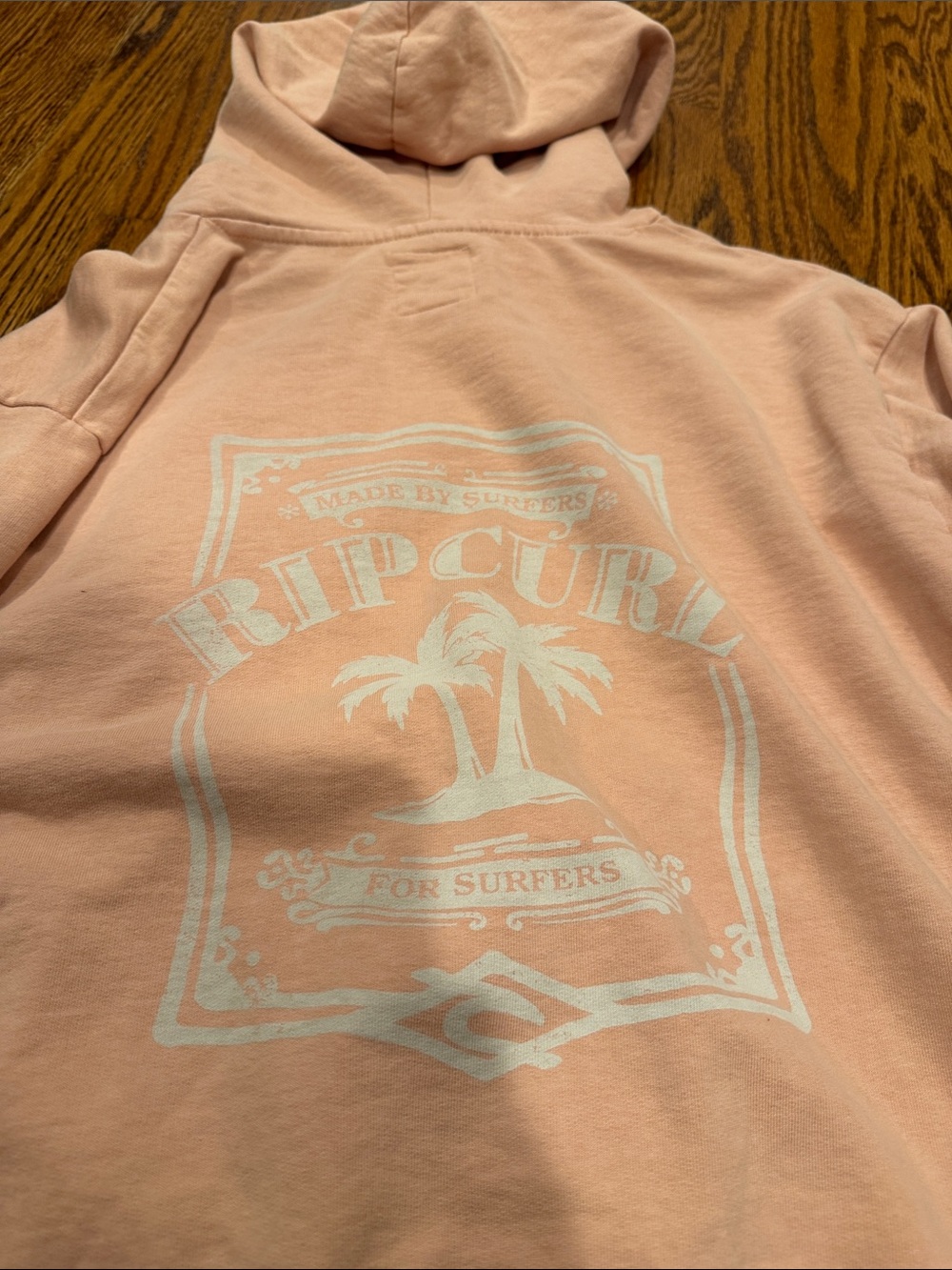 Rip Curl  Peach Hoodie with White Palm Graphic
